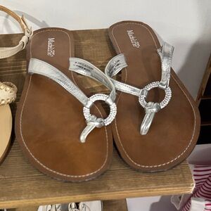 Madeline Stuart Silver Ring Thong Sandals